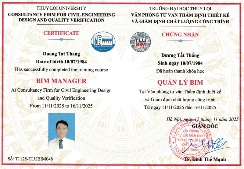 Chứng nhận BIM Quản lý Dự Án&nbsp;- BIM Manager Việt Nam