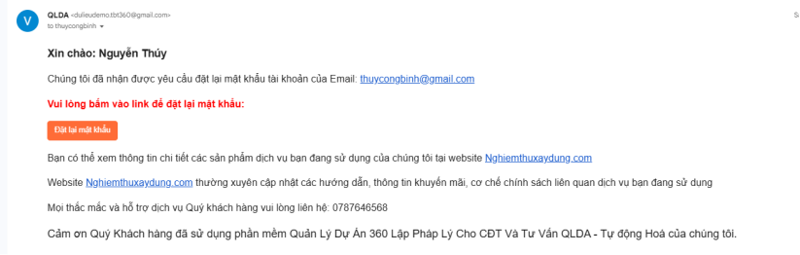 Gửi tin nhắn thông báo qua email