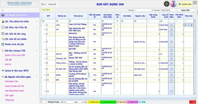 Phần mềm quản lý dự án xây dựng thay thế Excel