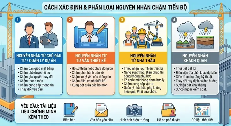 Cách xác định nguyên nhân chậm tiến độ