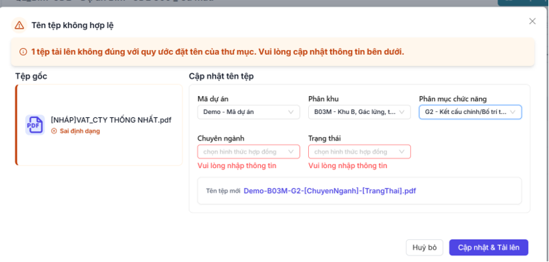 Chuẩn hóa tên file khi tải lên