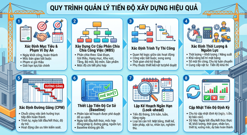 Quy trình quản lý tiến độ xây dựng hiệu quả