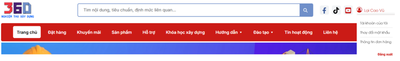 Đăng nhập website Nghiệm thu Xây dựng 360 để kiểm tra tài khoản và thông tin đơn hàng