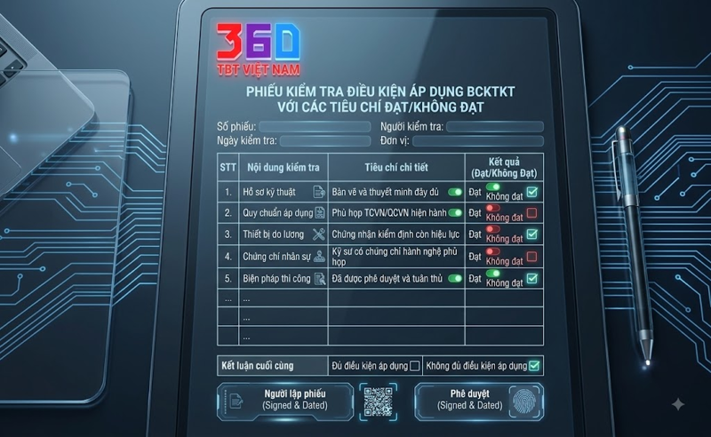 Kiểm tra điều kiện lập BCKTKT trên QLDA 360.