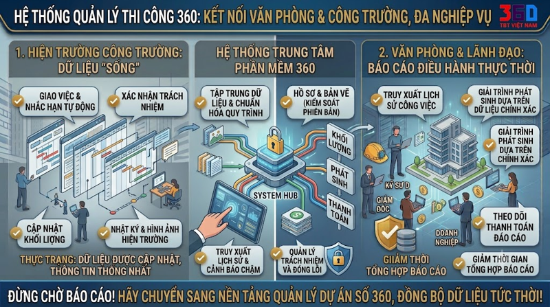 Quản lý thi công 360 giúp kết nối văn phòng với công trường