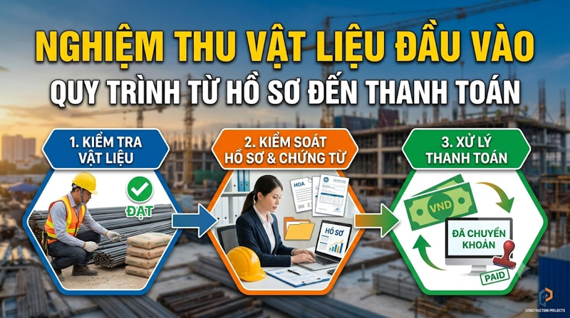 Nghiệm thu vật liệu đầu vào: Quy trình kiểm soát hồ sơ đến thanh toán