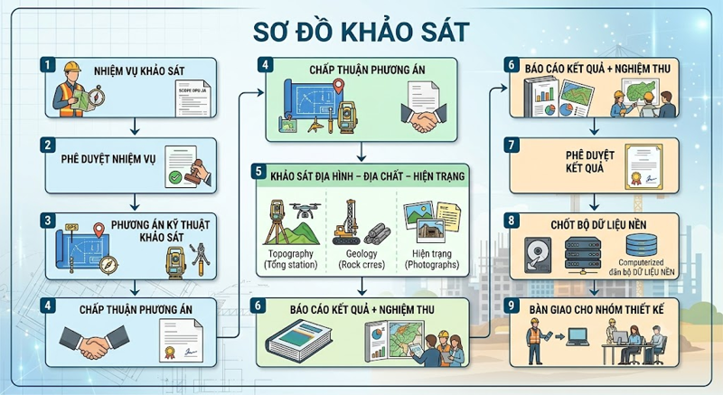 5. Bước 11 – Quản lý khảo sát xây dựng từ nhiệm vụ đến dữ liệu nền