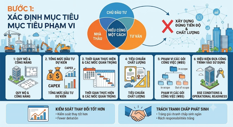 1. Xác định mục tiêu và phạm vi dự án
