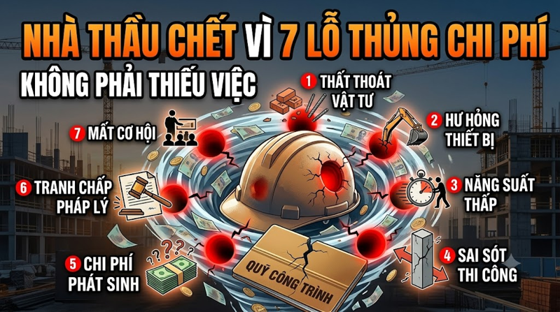 Nhà thầu không chết vì thiếu việc mà chết vì 7 lỗ thủng chi phí trên công trường