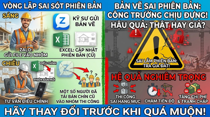 Một bản vẽ sai phiên bản có thể khiến công trường trả giá rất đắt