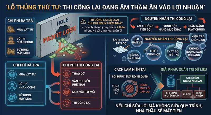 Lỗ thủng thứ tư: Thi công lại đang âm thầm ăn vào lợi nhuận