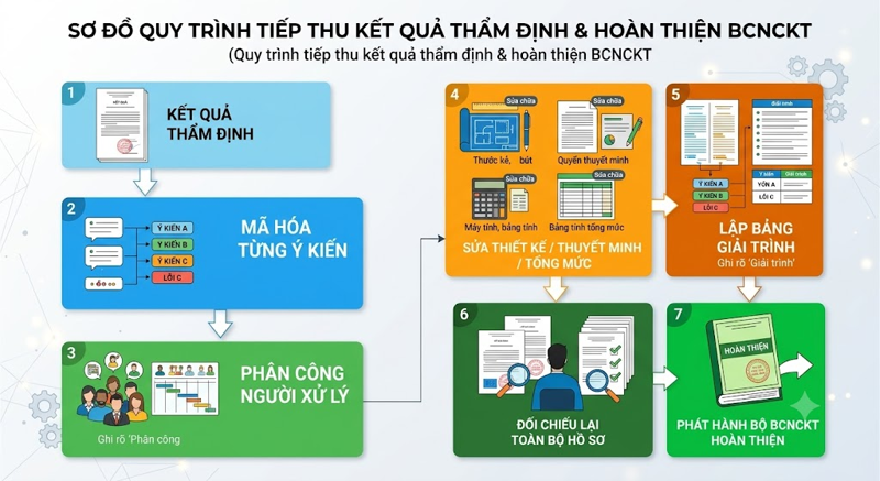  Tiếp thu kết quả thẩm định và hoàn thiện BCNCKT