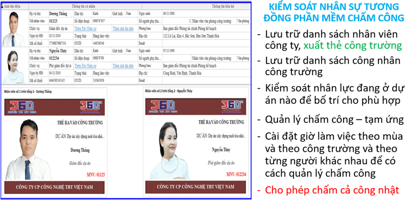 Quản lý nhân sự, xuất thẻ công trường