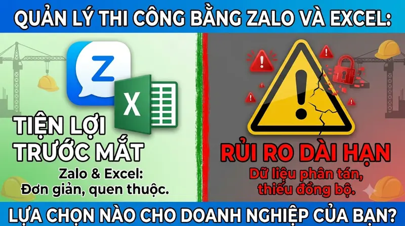 Quản lý thi công bằng Zalo và Excel: Tiện lợi trước mắt hay rủi ro dài hạn?