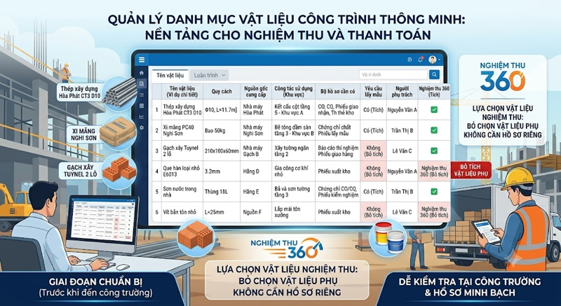 Bắt đầu từ danh mục vật liệu của công trình