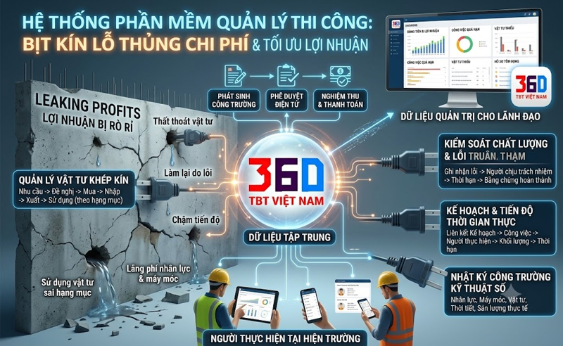 Phần mềm Quản lý thi công 360 giúp bịt các lỗ thủng chi phí như thế nào?