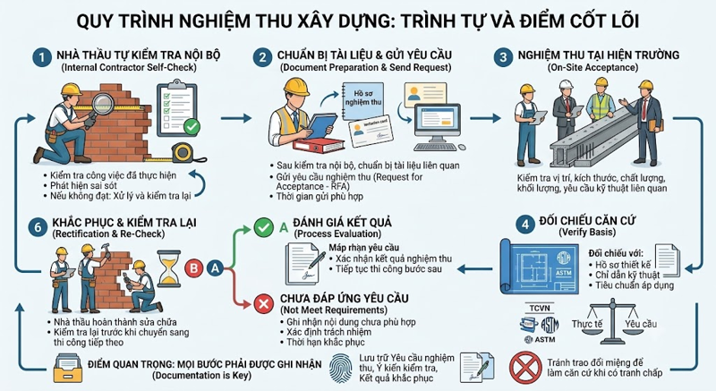 Quy trình nghiệm thu xây dựng cần được thực hiện như thế nào?