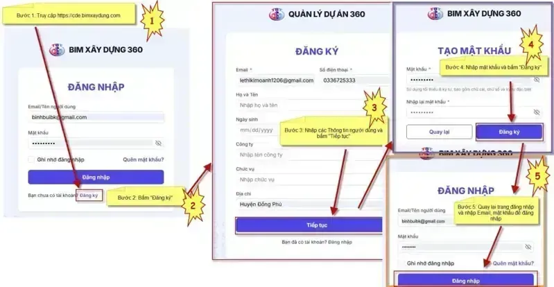 Hướng dẫn đăng ký tài khoản CDE 360 Việt Nam theo các bước truy cập, nhập thông tin và tạo mật khẩu