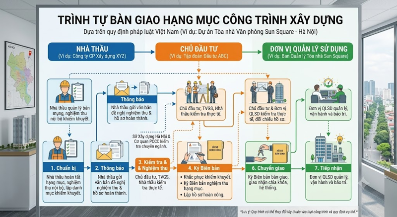 Trình tự bàn giao hạng mục công trình xây dựng