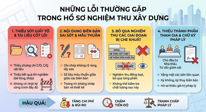 Những lỗi thường gặp trong hồ sơ nghiệm thu xây dựng