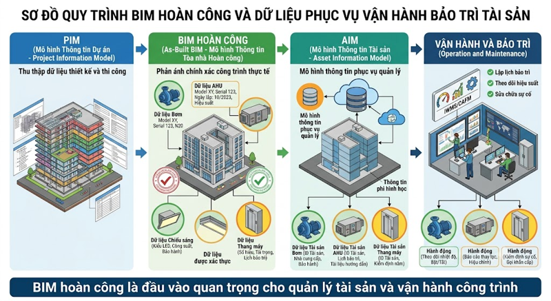 BIM hoàn công và dữ liệu BIM phục vụ vận hành bảo trì