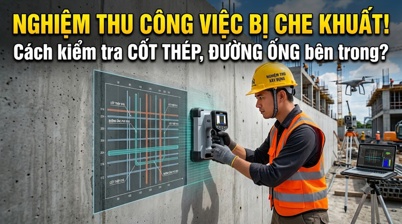 Kỹ sư kiểm tra công việc xây dựng trước khi thi công lớp che phủ