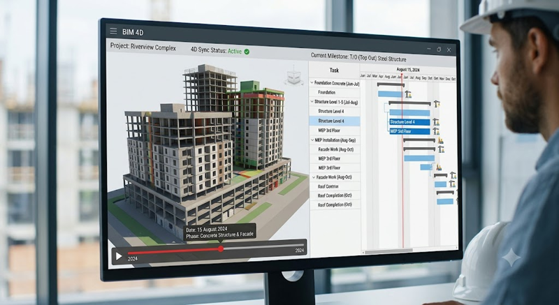 BIM 4D hỗ trợ quản lý tiến độ thi công