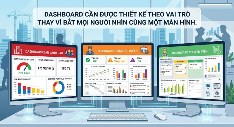 Dashboard quản lý dự án theo vai trò người dùng 

