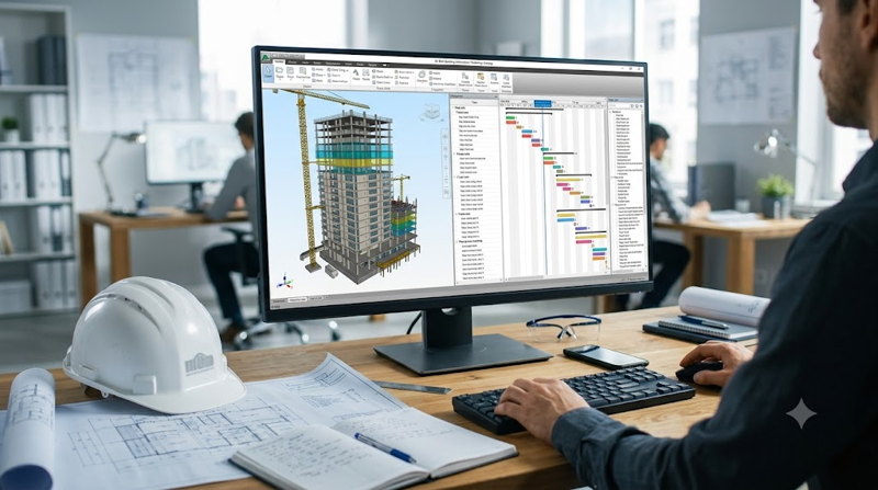Ứng dụng BIM 4D hỗ trợ mô phỏng và kiểm soát tiến độ xây dựng.